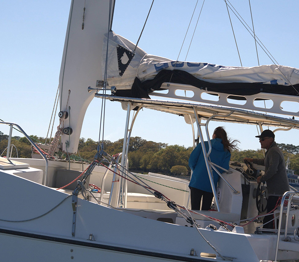 Guests aboard the Morning Mimosa sailing cruise