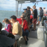 Guests viewing dolphins aboard our dolphin tour cruise